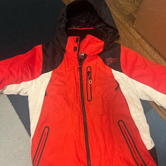 Boys ski jacket-Obermeyer Red Black and White Jacket